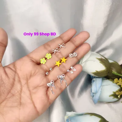 7 Pairs Yellow Star Stud Earring Set (1 Pata) 